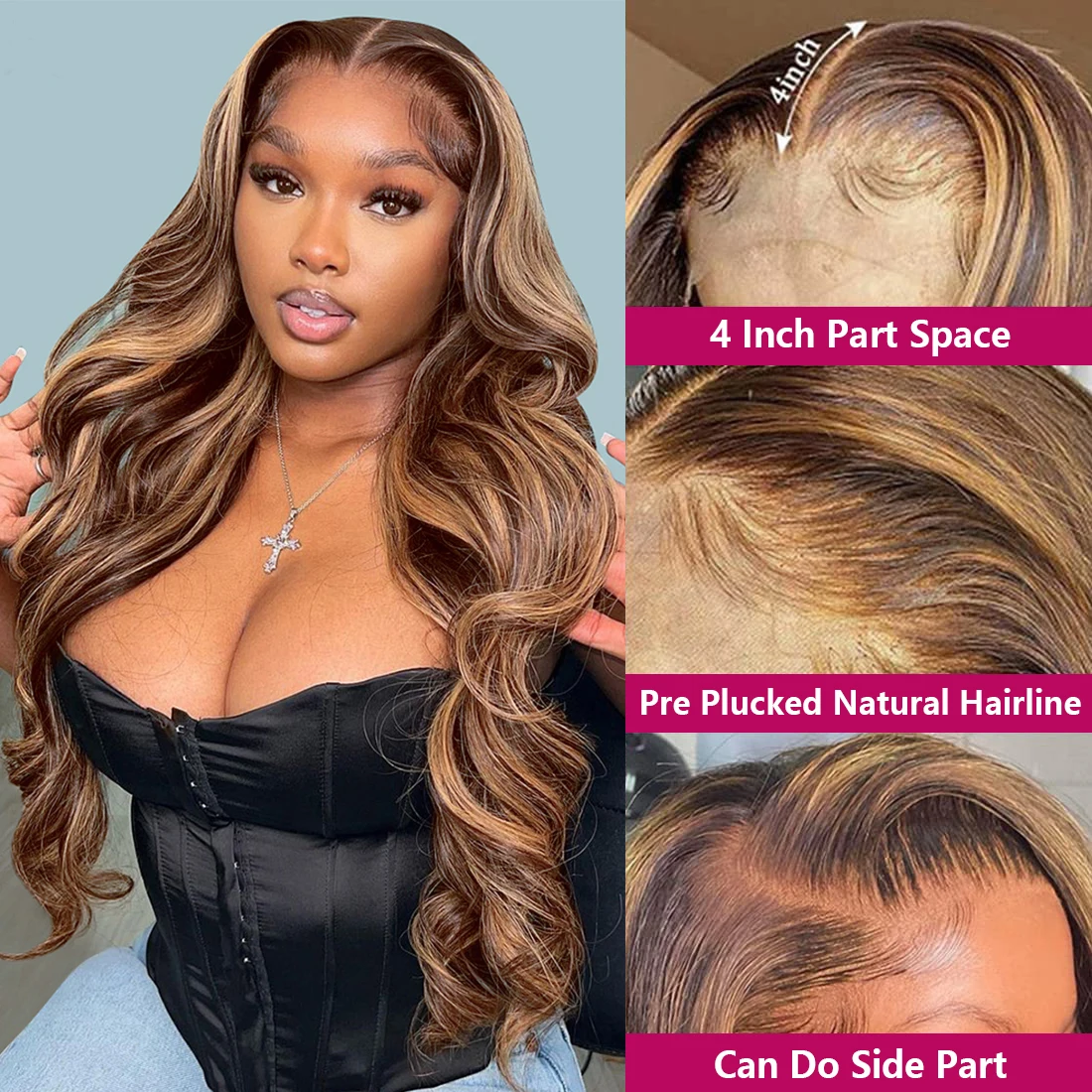 Highlight Wig Human Hair 13x4 Honey Blonde Body Wave Lace Front Wig Brazilian 13x6 Full Hd Lace Frontal Glueless Wigs For Women 4