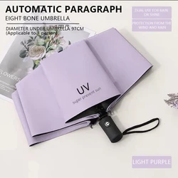 Umbrella Sunscreen Cartoon Automatic Folding Portable Parasol (Light purple)