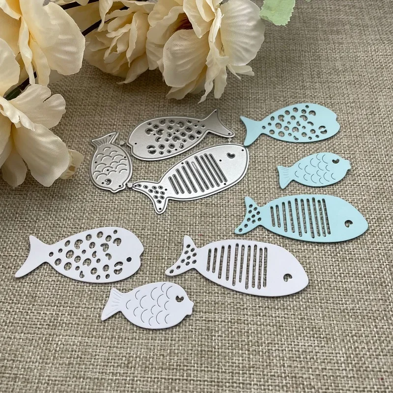 3Pcs Fisch dekoration Metall Schneiden Stirbt Schablonen Für DIY Scrapbooking Dekorative Präge Handwerk Stanzen Vorlage Form