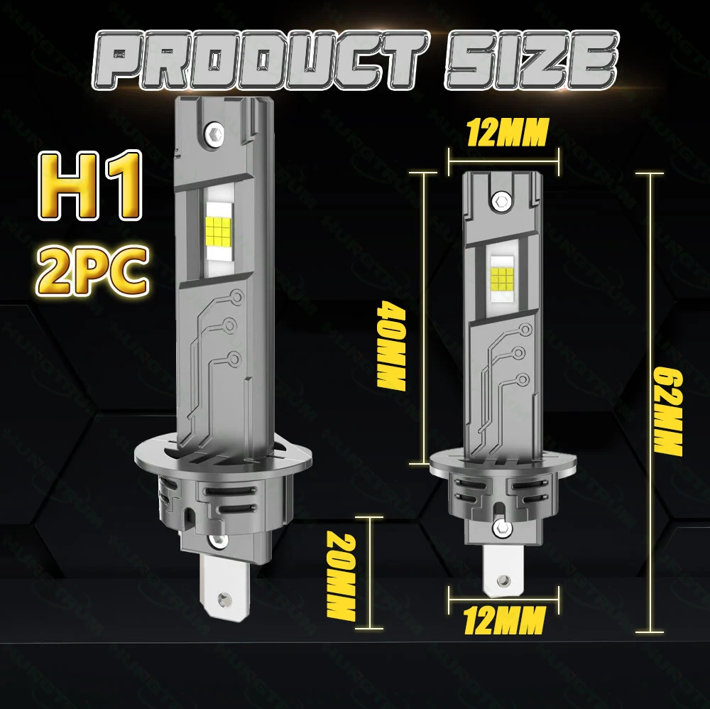 H1 LED 전구 CANBUS 고출력 자동차 헤드라이트 1200W 1500000LM 초고휘도 램프 터보 미니 디자인 자동차 헤드램프 플러그 앤 플레이 12V 24V