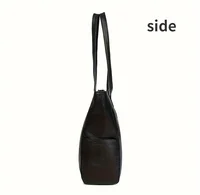 1pc Spacious PU Solid Color Shoulder Bag - Durable, Zipper Portable Double Handle Tote Bag with Large Capacity - Perfect Commute - Image 2