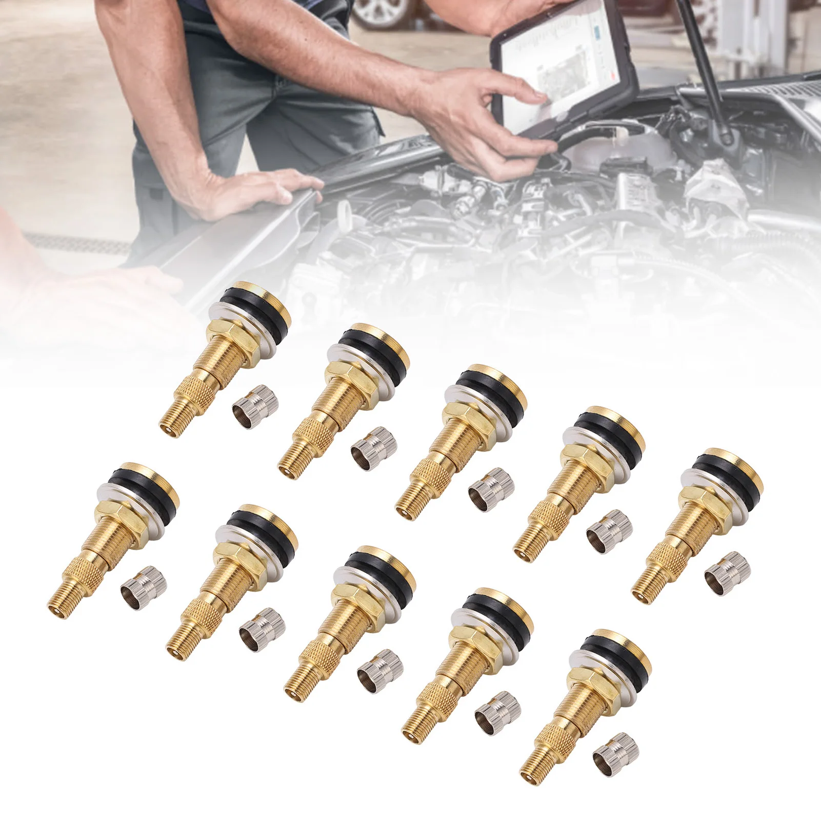 10pcs Air Liquid Tubeless Tire Valve Stem Brass TR618A for Tractors – 1 7/8in Length, 0.625in Valve Hole