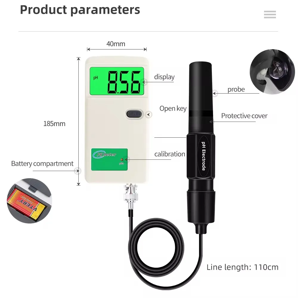 PH Meter Digital Precision pH Tester Laboratory Drinking Water Hydroponics