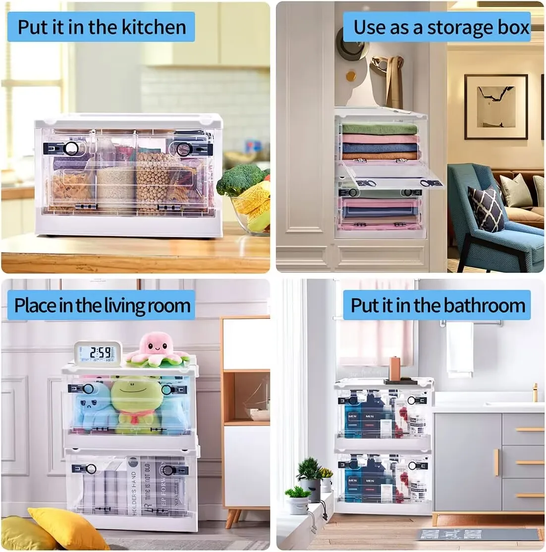 Contenitore Storage Visual Box XL Trasparente - 39x29x17 Cm, 15 Litri, Con Coperchio, Per Casa, Cucina, Ufficio