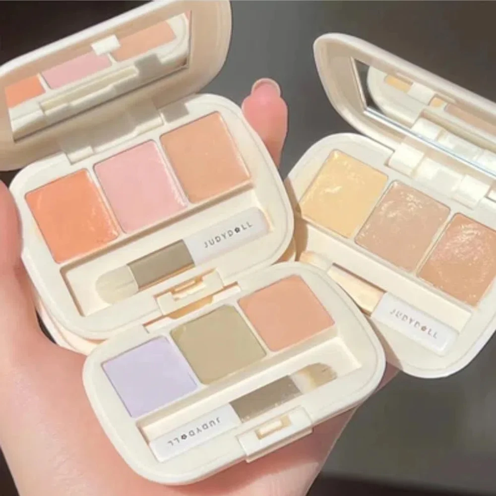 Judydoll Moisturizing Three-Color Concealer Palette High Coverage Long-Lasting Natural Waterproof Sweatproof Makeup Cosmetics_voghion.com