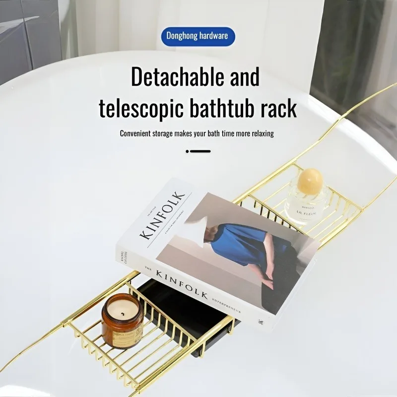 ตะกร้าใส่ของในห้องน้ำสแตนเลส, ที่จัดระเบียบอ่างอาบน้ำอเนกประสงค์, ทนทานต่อการเกิดสนิม ใช้งานได้จริง ติดตั้งง่าย 1