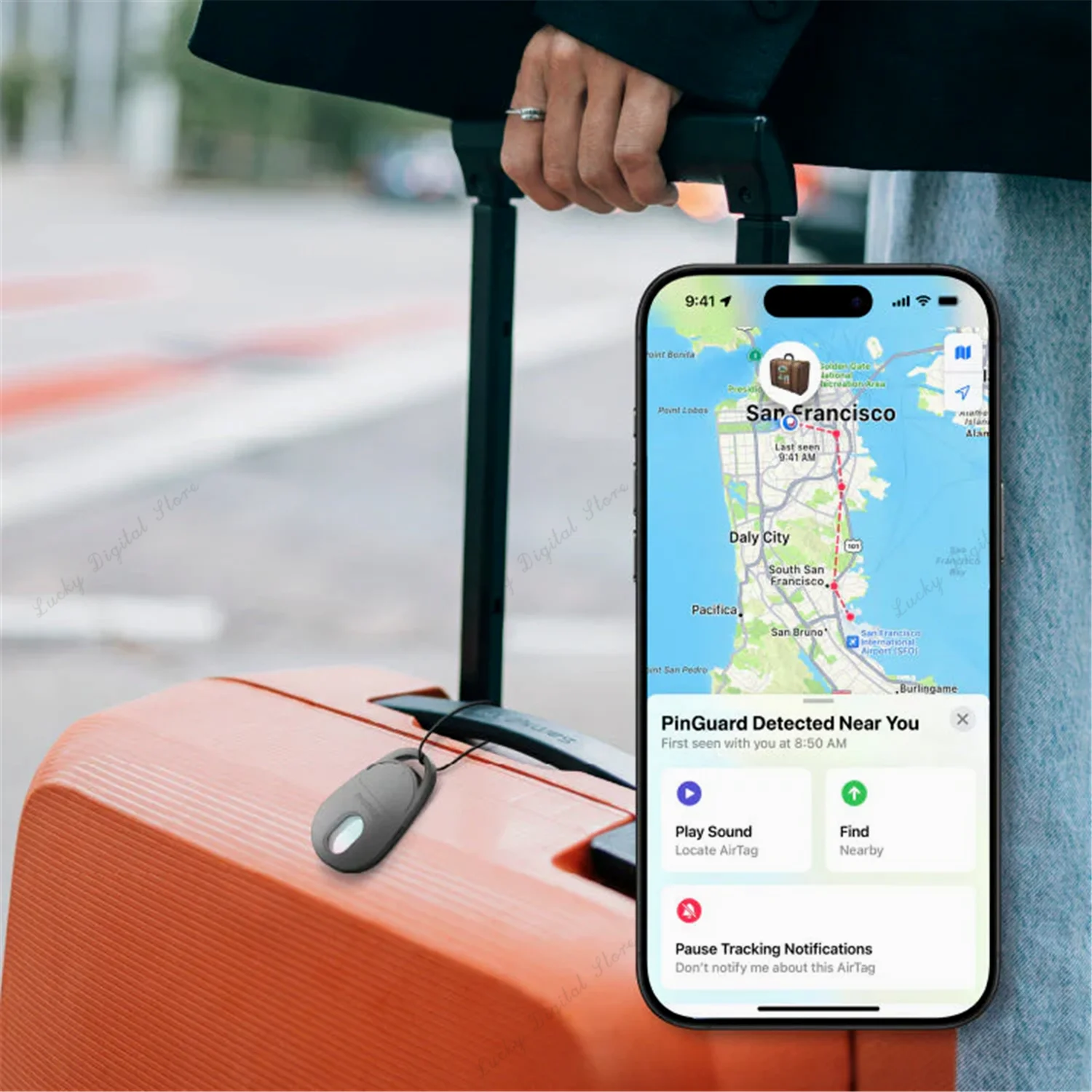 MOMAX Pinguard Find My Locator Tracker Anti-Spy Camera Detector Apple Find My Hidden Camera Red Light Anti-Lost