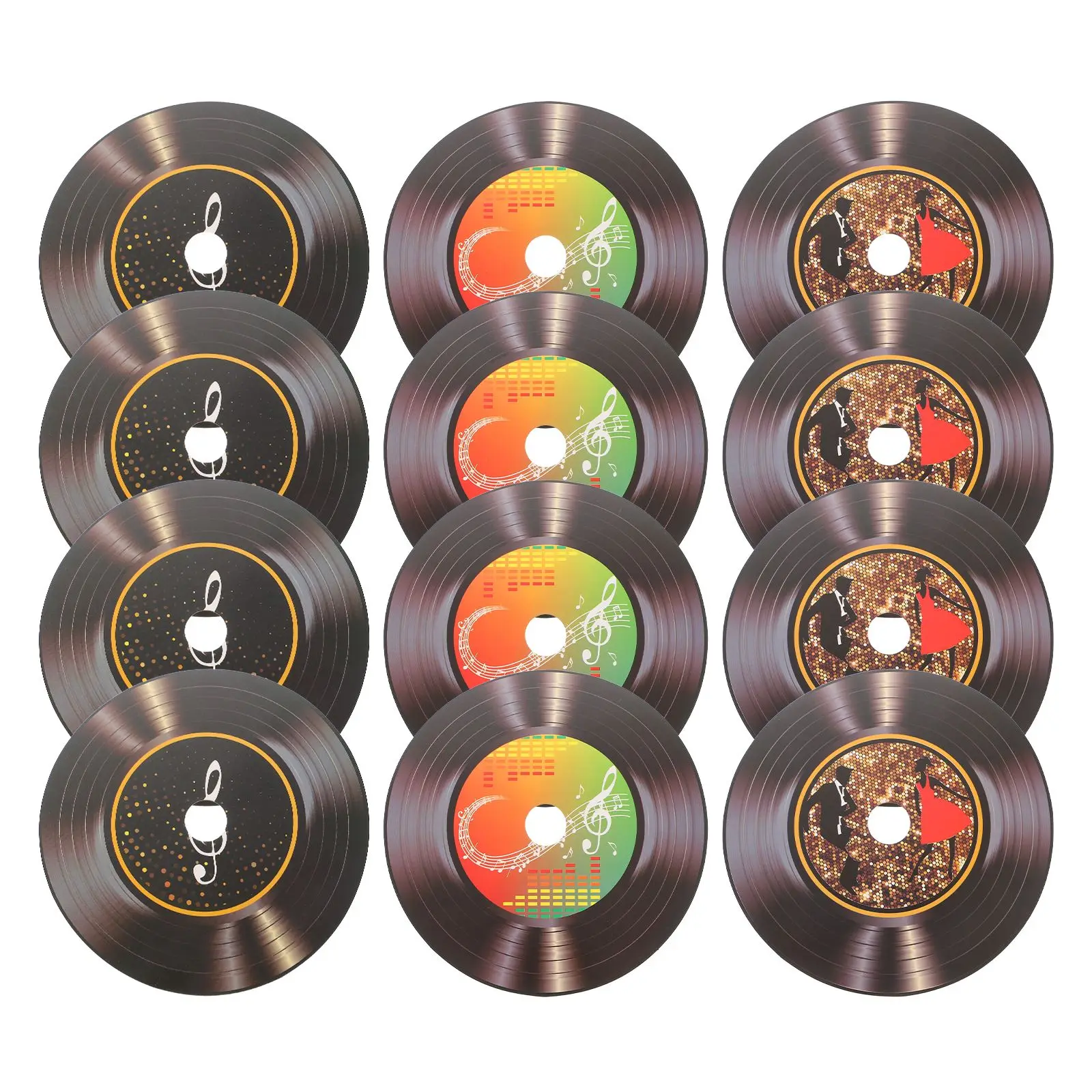 12pcs Record Vinyl Records Decor Decorations Wall Coastersgifts