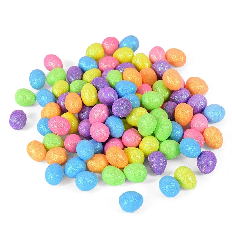 80PcsLotMiniEasterPigeonBirdEggGlitterFoamEggsDIYCraftKids