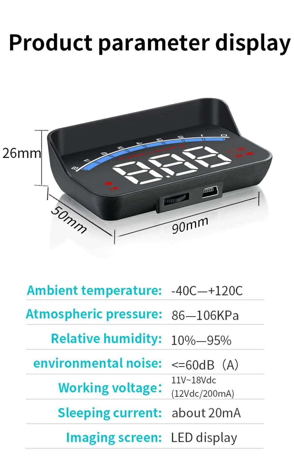 HUD M6S Head up Display Digital Car Speedometer GPS Projector Windshield On-boar
