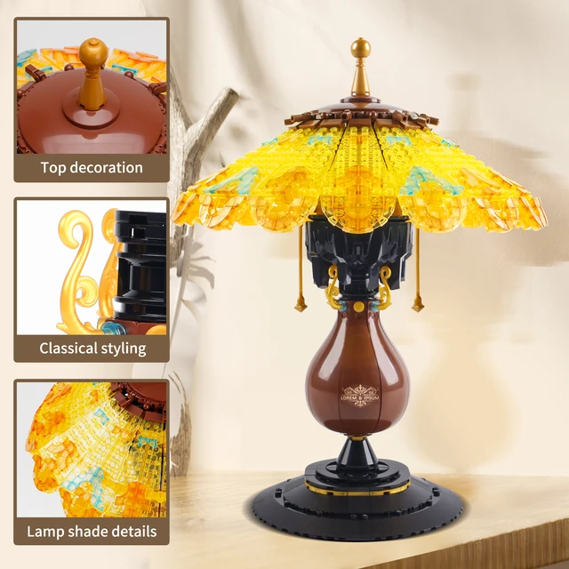 804PCS Creative Ideas Retro Table Lamp Building Blocks Vintage