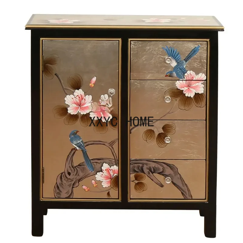 

Small Size Thin Sideboard Cabinet Modern Minimalist Solid Wood Hand Painted Entrance Cabinet Living Room Home Wall Locker