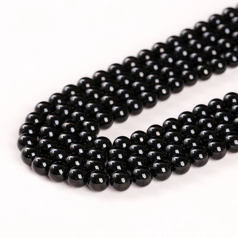 Natural Stone Bead Black Tourmaline Round Loose Spacer Gemstone 4 6 8 10 12mm For Jewelry Making Diy Bracelet Necklace Accessory 3