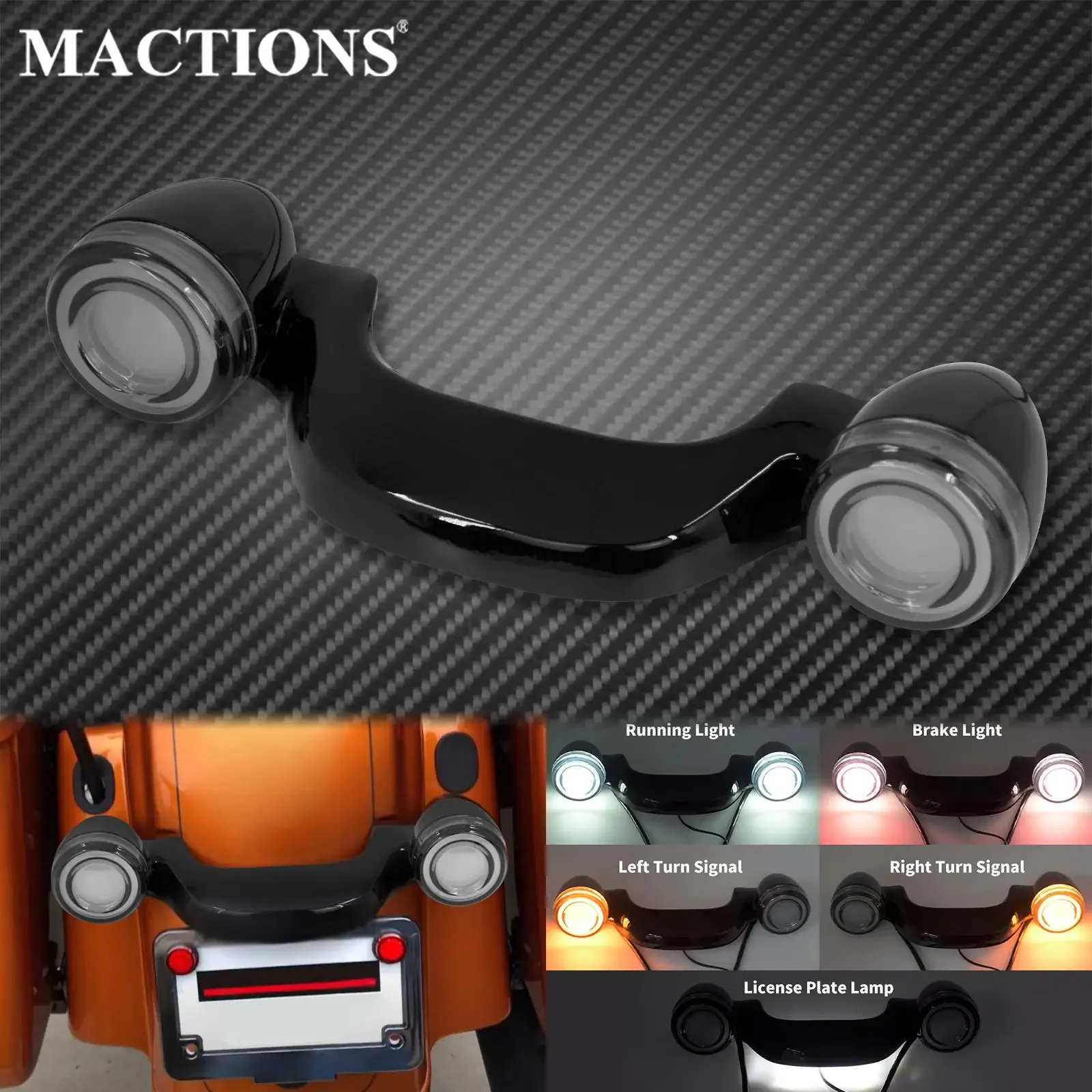 Motorcycle LED Rear Turn Signal Brake Light Bar License Plate