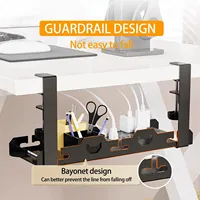 Support de rangement télescopique sous Table, plateau de gestion de câbles en métal, organisateur de fils de bureau à domicile, accessoires de rangement sans poinçonnage 6