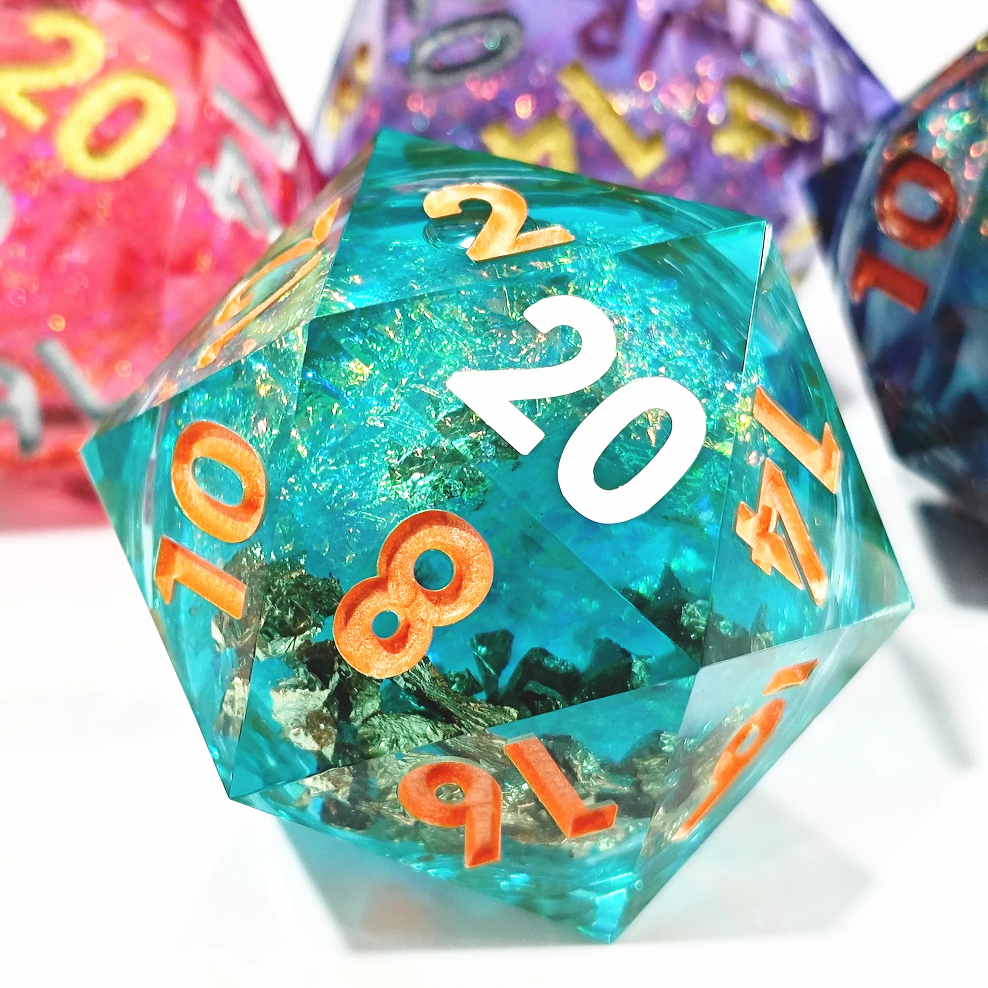 MINI PLANET 50mm D20 Liquid Core Dice For TRPG DND D20 Large Dice Desktop Game Sharp Handmade Resin Polyhedral 20 sided