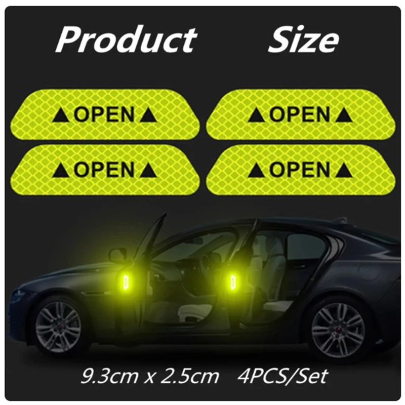 Night Reflective Car Door Sticker Safety Opening Warning Reflector Tape Decal Auto Car Accessories Exterior Interior Reflector