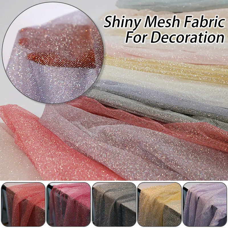 

100x150cm Rose Gold Hollow Mesh Fabric Bright Silk Cloth Wedding Dress Diy Background Layout Stage Dance Clothes Sewing Material