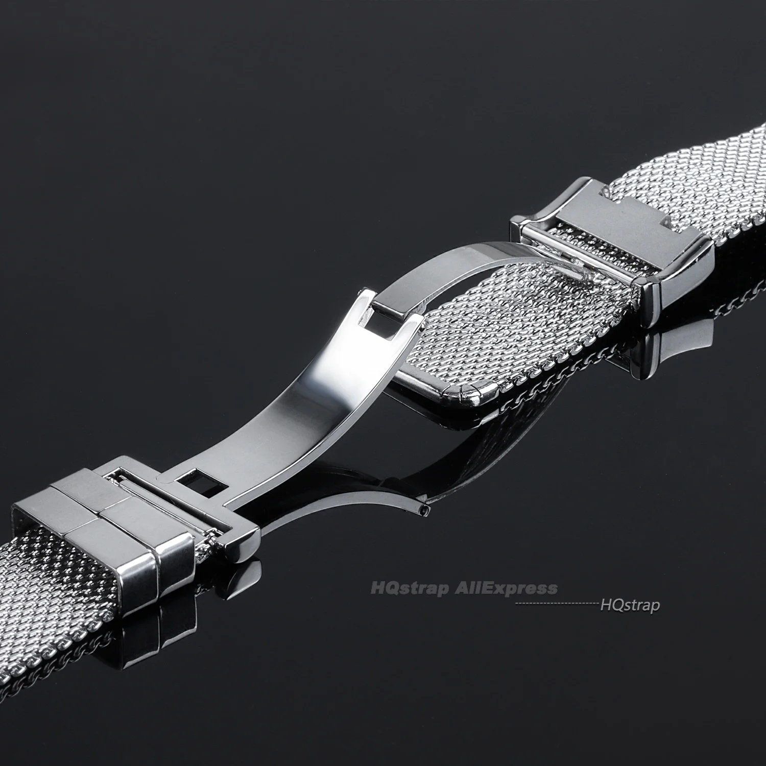 Elegant Milanese Mesh Watch Strap with Folding Buckle