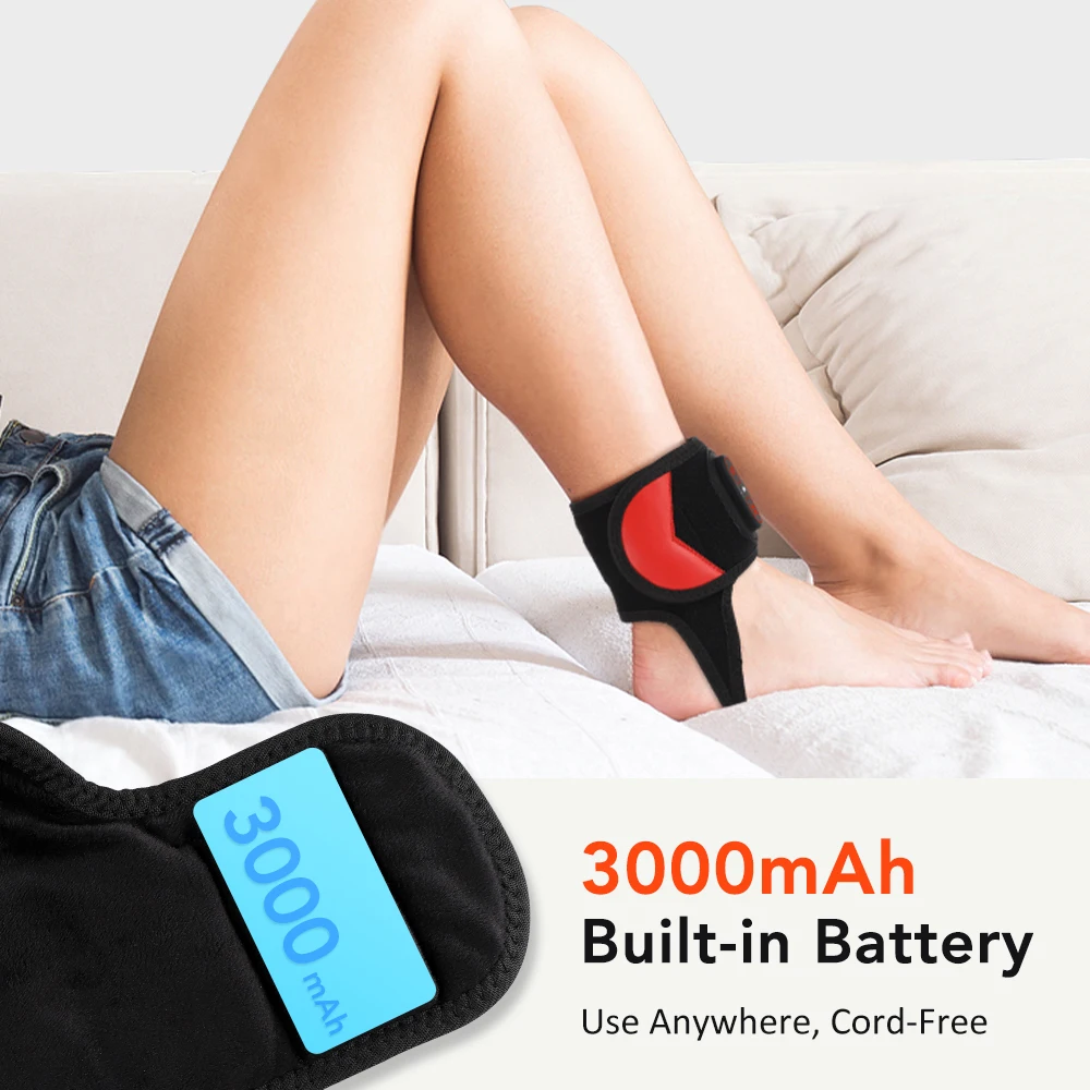 Cordless Red Light Foot Ankle Support Belt Vibration Massage Relaxation Ankle Protect Brace Warm Hot Compress Ankle Brace