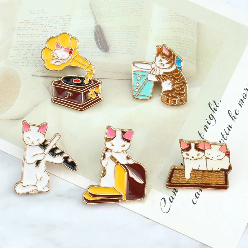 2~5 Pcs/set Creative Enamel Brooches Cute Cartoon Animals Cup Crown Heart  Badge Jewelry Lapel Pin for Kids the Best Friend Gifts - AliExpress