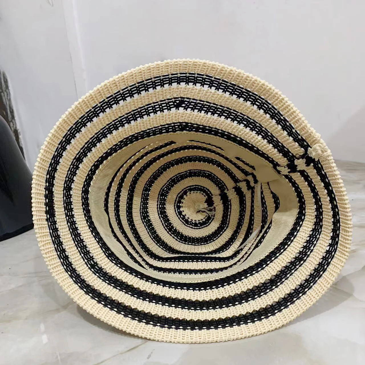 Women Bucket Hat Striped Hollow Bucket Hats For Women Spring Summer Sun Hat Female Crochet Fishermen Cap Outdoor Travel Basin Caps Panama Women Hat Bucket Hat