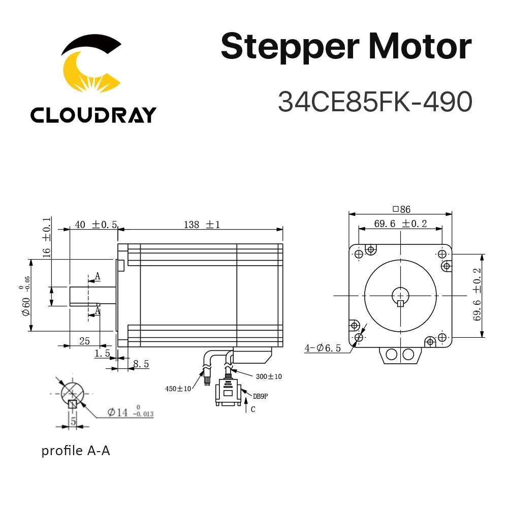 Cloudray Nema 34 인코더가있는 폐쇄 형 스테퍼 모터 키트 8.5N.m 4.9A 및 20-80VAC/24-100 VDC 드라이버 (1.5M 프리 케이블 포함)