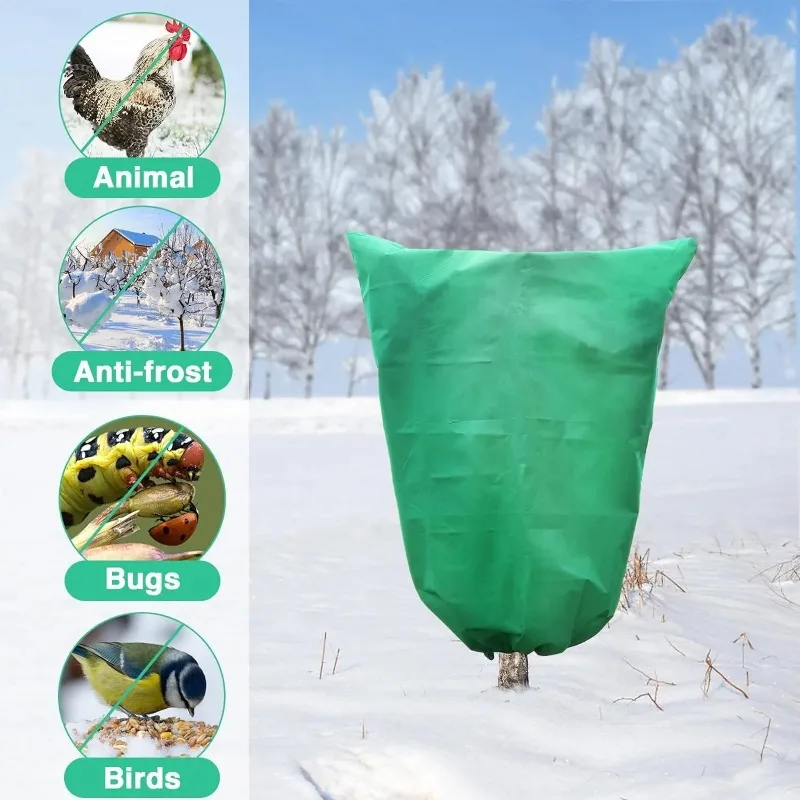 80cm X100cm Zipper Drawstring Lock with Zipper Garden Plant Winter Antifreeze Protection Bag Breathable Convenient and Practical