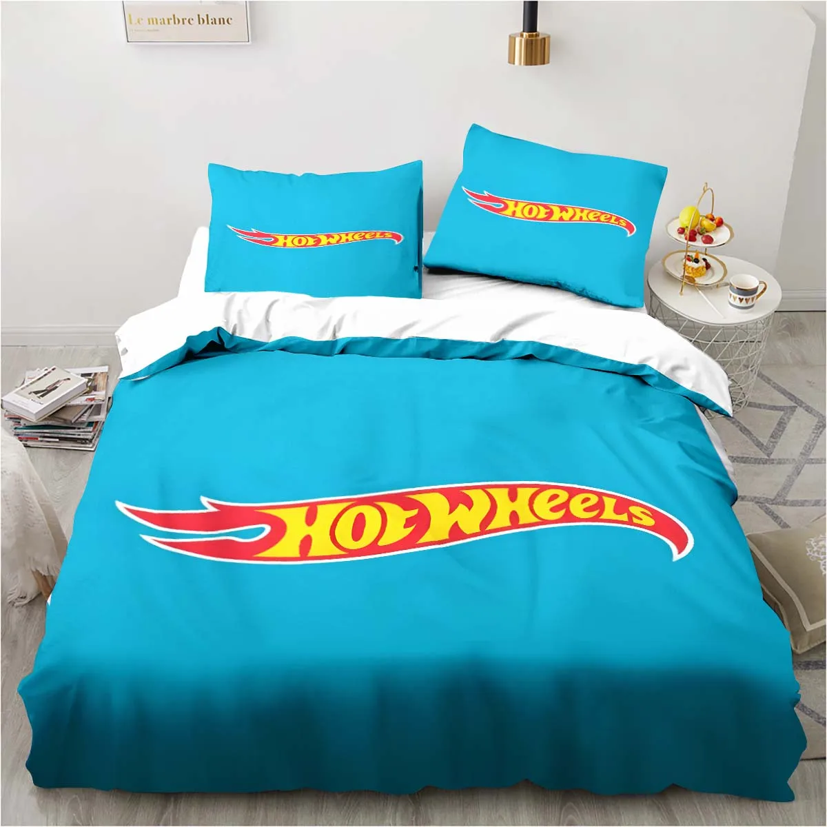 3D Hot Wheels Racing printed bedding set pillowcase quilt cover bedspread set children's room bedding set luxury birthday gift 5