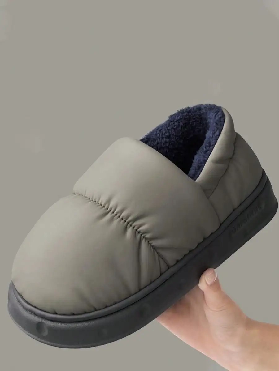 Men's Home Slippers Warm Shoes Bag Heel Indoor and Outdoor Non-slip Thick Bottom Casual Daily Home Bag Heel Cotton Shoes — view 3