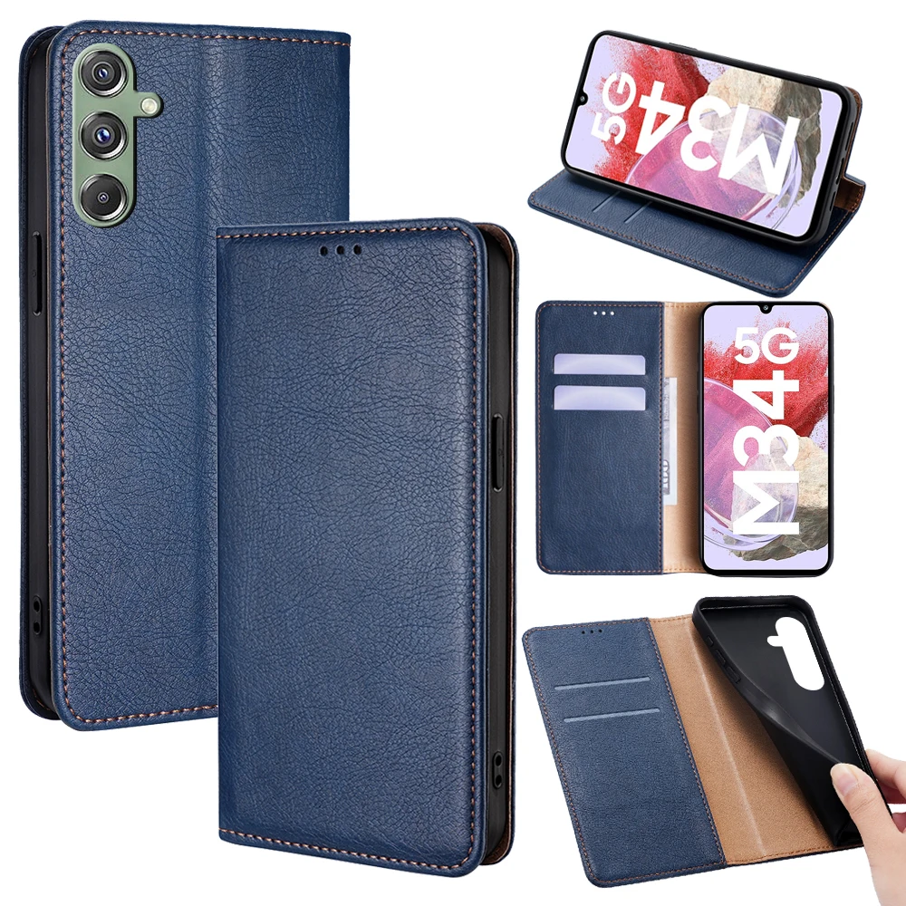 Fashion Leather Wallet Case for Samsung Galaxy M34 M04 M13 M54 M14 M32 M31S M31 M21 M10 Magnetic Flip Case with Card Slots Funda