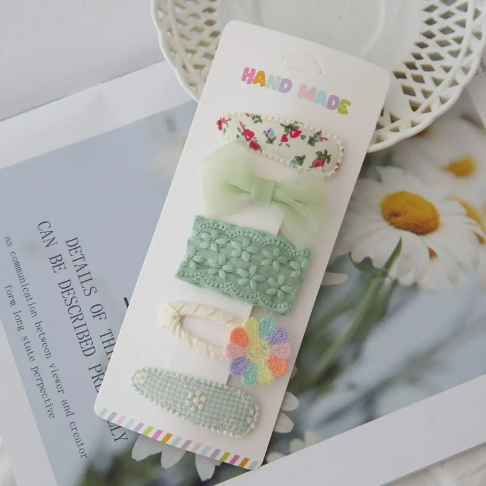 5PCS Fashion Cute Lovely Hair Clips Ins Style Cotton Girls BB Clips Barrettes Hair Accessories