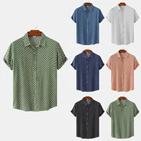 Designer Men's Shirt Summer Leisure Ethnic Cotton Linen Men Shirt Polka Dot Print Lapel Short Sleeve Shirt Streetwear camisas - Image 4