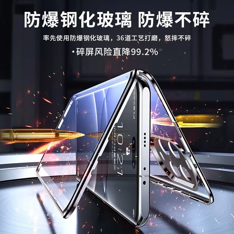 360 Full Double-Sided Magnetic Metal Case with Tempered Glass Protection