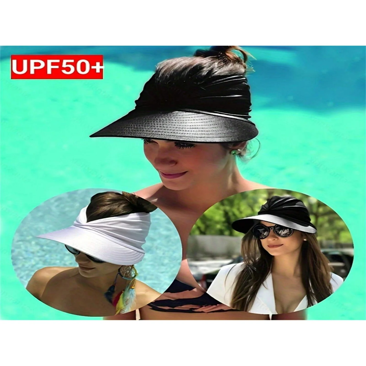 [ "Packable Wide Brim Women's Summer Beach Sun Visor Hat UV Protection Sport", "Stylish Women's Wide Brim Sun Visor Hat fo