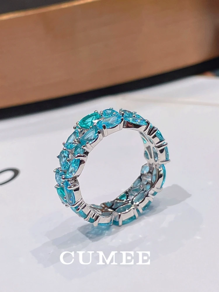 S494695e7a7694893ac0036087aa0d650C Fine Jewelry Artificial Sea Blue Aquamarine Gemstone Bracelet Set Women 925 Silver Gold Plating Mallzona