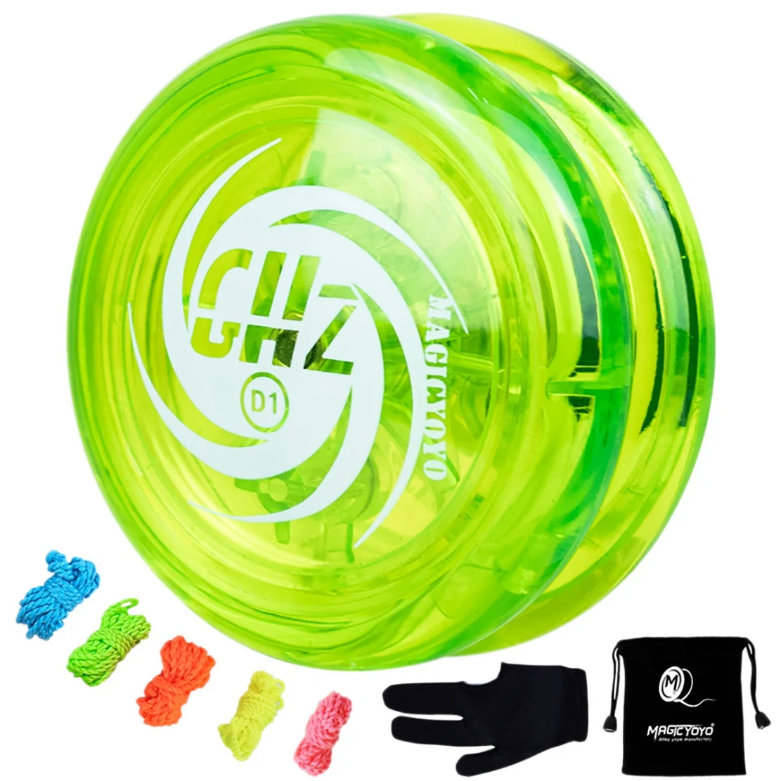 

MAGICYOYO Responsive Yoyo D1 GHZ, Professional Looping Yoyos for Kids Beginner with Yoyo Strings+Gloves+Yoyo Bags,Green