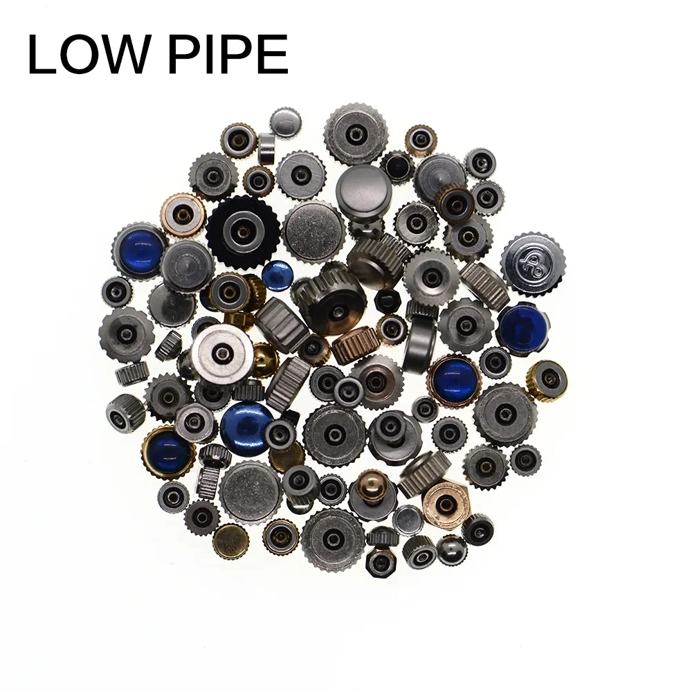 

100PCS Mixed Waterproof All Steel For Watchmakers Watch Accessories High/Low Pipe Crown Various Sizes Diy Wahtch Accessory