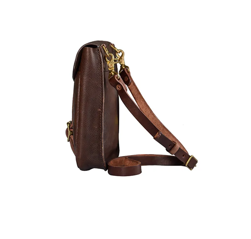 Fashion vintage first layer cowhide men's small mini phone bag casual daily outdoor genuine leather shoulder messenger bag
