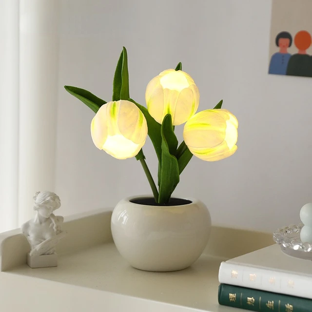 Tulip Nacht Licht DIY Led Tisch Lampe Simulation Blume Atmosphäre Nacht  Schreibtisch Lampe für Schlafzimmer Decor Freundin Geschenk - AliExpress