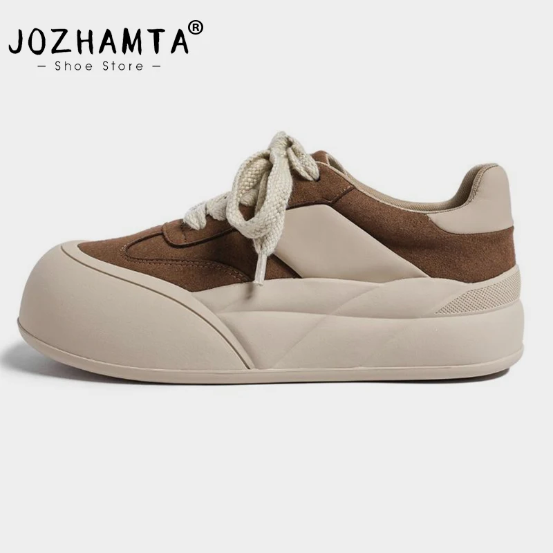 

JOZHAMTA Size 35-40 Platform Women Sneakers Casual Lace-Up Breath Mid Heels For Womens Spring Athletic Flats Shoes Loafers Women