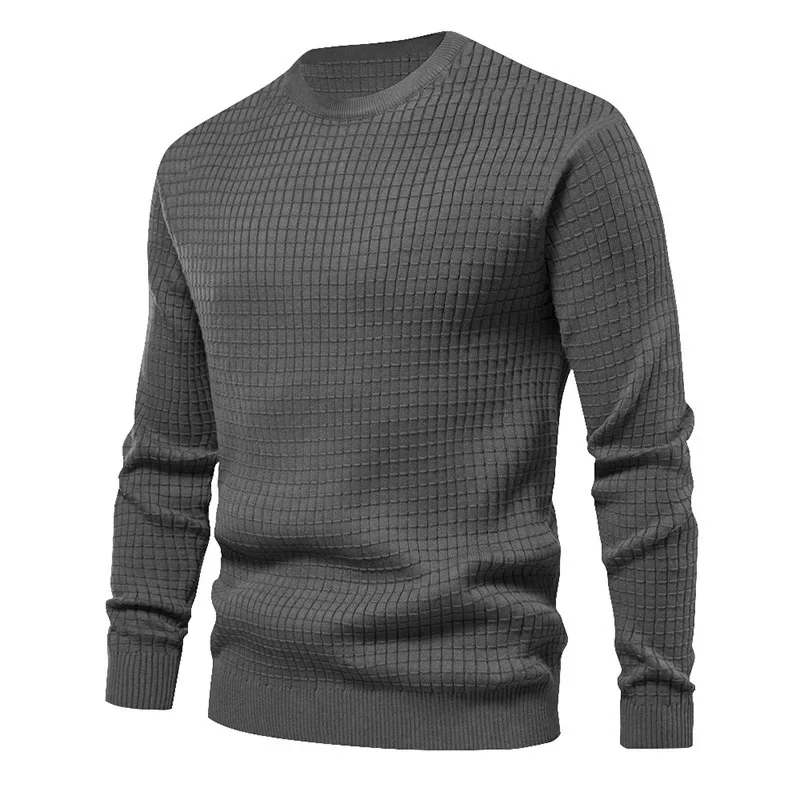 Men's Spring And Autumn Men's Knit Sweater Small Square Loose Round Neck Casual Long-sleeved Tops For Men