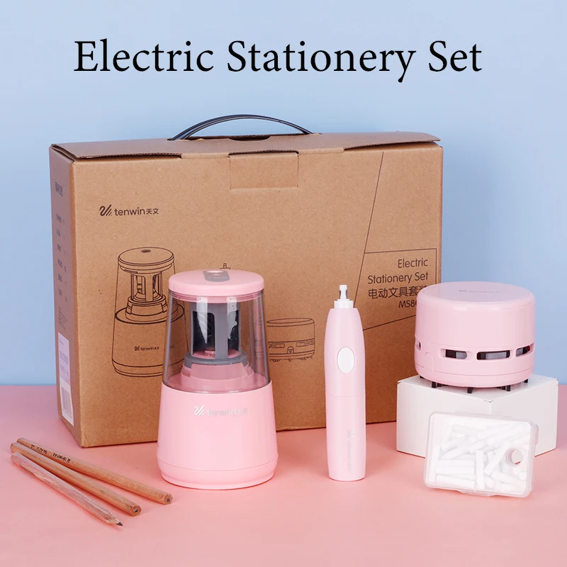 10pcs/7pcs Electric Pencil Sharpener Electronic Stationery Set Erasers Mechanical Kit Student Set Box Gifts I3812285922 - View #9