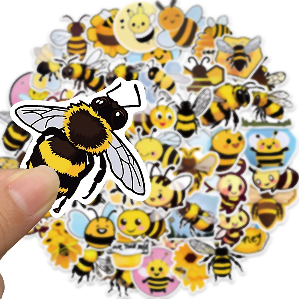 10/30/50PCS Cartoon Bee Stickers Cute Decals DIY Skateboard Phone Bike fridge Waterproof Suitcase PVC Graffiti Sticker Funny Toy