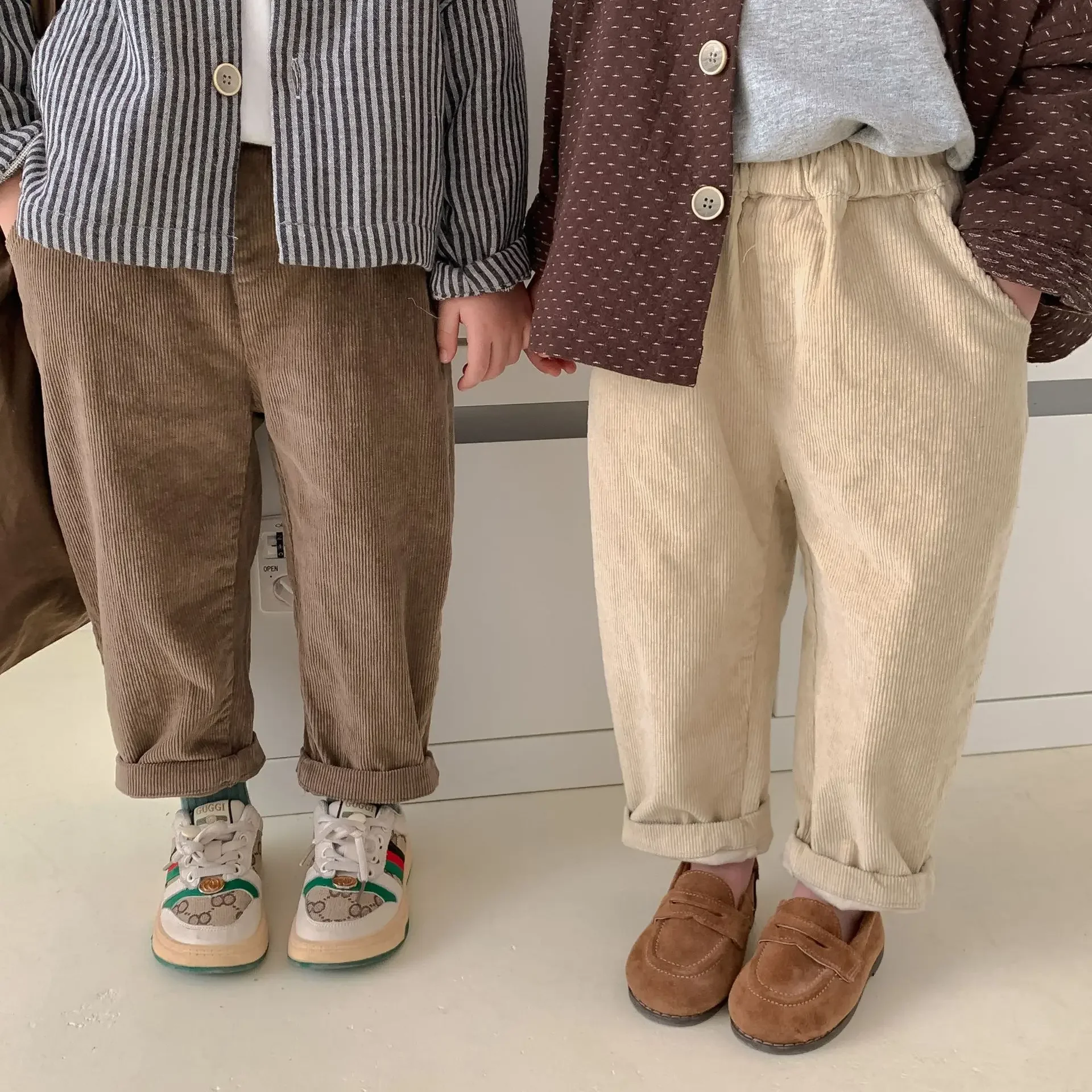 Korean Boys Corduroy Pants Autumn Winter Girl Casual Pants Long 1-7Year Kid's Trousers boys pants kids pants