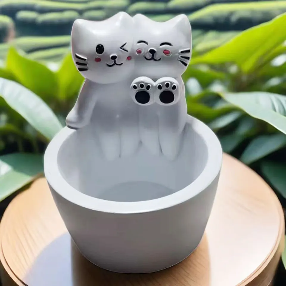 Quixotical Gatto Portacandele, Portacandele Gattino Cartone Animato, Simpatico Portacandele con Gattino, Gatto Tealight Titolari Scaldare le Zampe, Decorazione Regali per gli Amanti dei Gatti