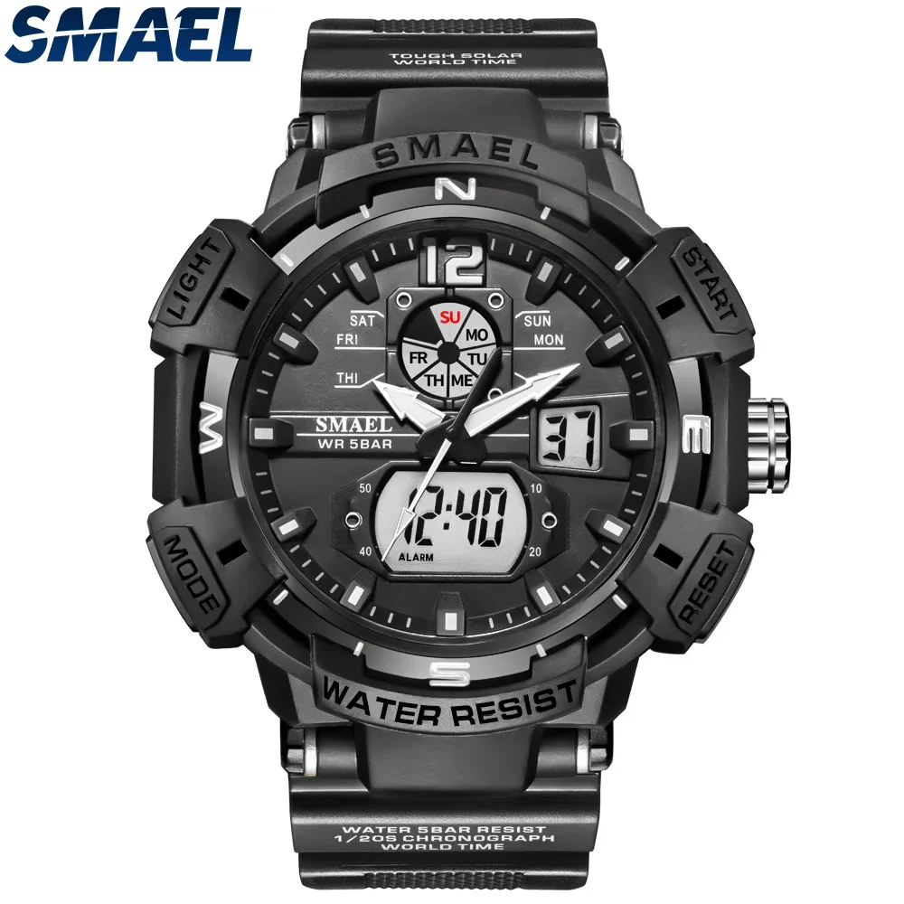 SMAEL  Multi functional Waterproof Sports Dual Display Electronic Quartz Watch 8045 Cool Shockproof Electronic Watch 6