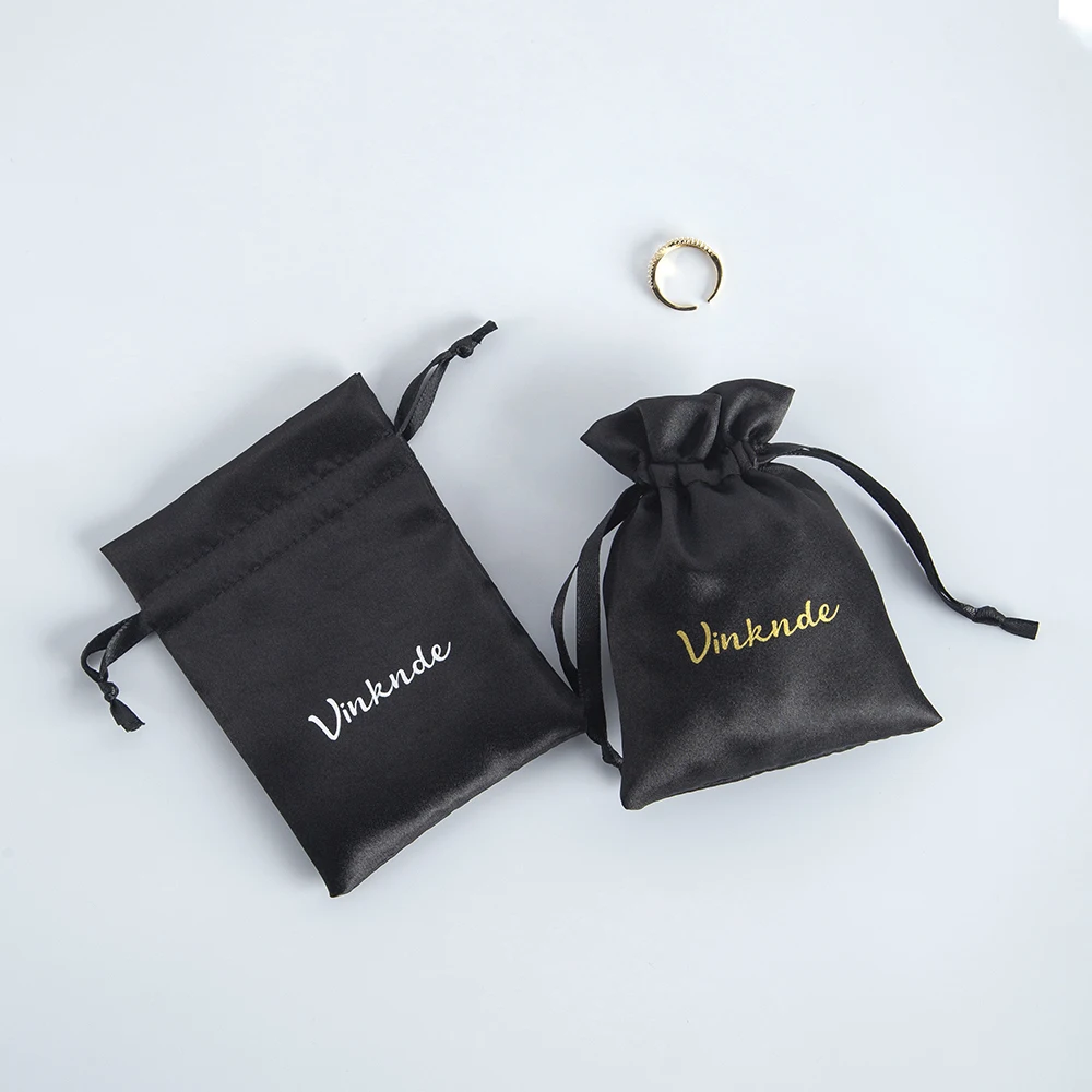 100pcs/Lot Jewellery Pouch Packaging Bag Silk Satin Gift Bracelet Necklace Earrings Rings Storage Bag wedding Favors Custom Logo
