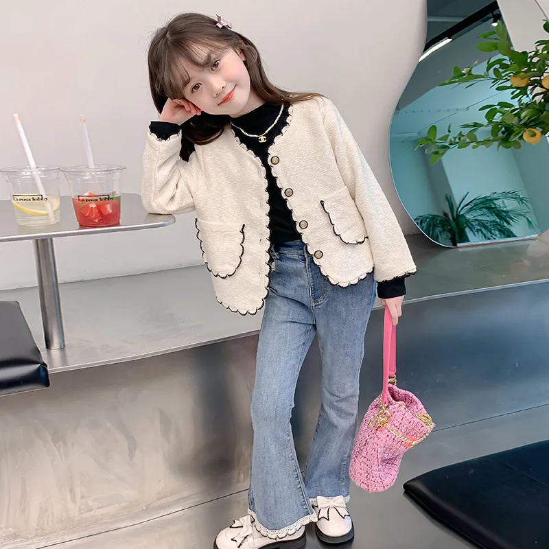 

Girls Outerwear Spring and Autumn 2023 New Fashionable Childrens Spring and Autumn Clothing Little Girls Clothing Top
