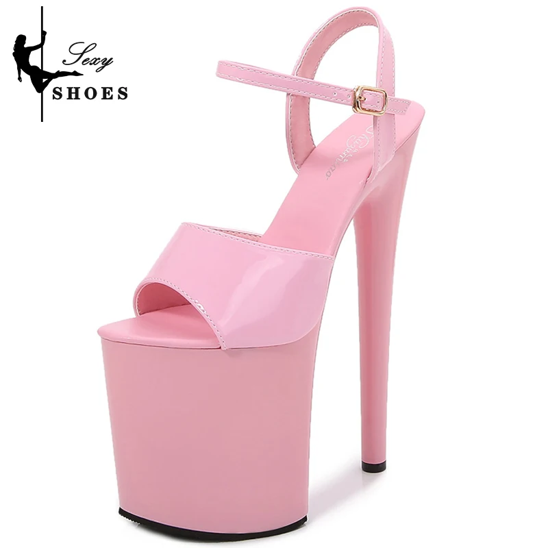 2023 New Patent Leather Women Sexy Show Shoes Pole Dance Stripper High Heels Sandals Party Club 20CM Platform High-heeled Shoes